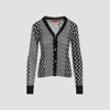 Missoni Buttoned Wool Cardigan Zigzag Stripes In Lg Black White
