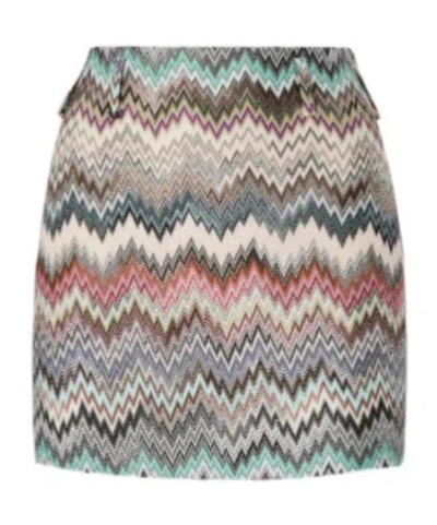 Missoni Handcrafted Zigzag Patterned Above-the-knee Skirt In Multi