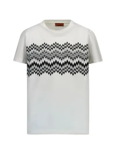 Missoni Kids' Zigzag Patterned T-shirt In White
