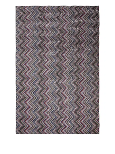 Missoni Zigzag Patterned Throw In Purple