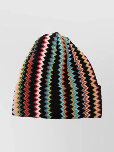 Missoni Zigzag Patterned Wool Beanie Hat In Multi