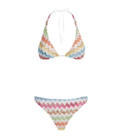 Missoni Zigzag Playful Halterneck Bikini In Animal Print