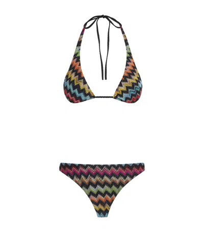 Missoni Zigzag Playful Halterneck Bikini In Animal Print