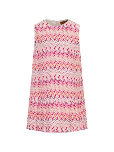 Missoni Kids' Zigzag Pleated Dress In Multi