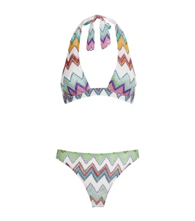 Missoni Zigzag Plunge Halterneck Bikini In Multi