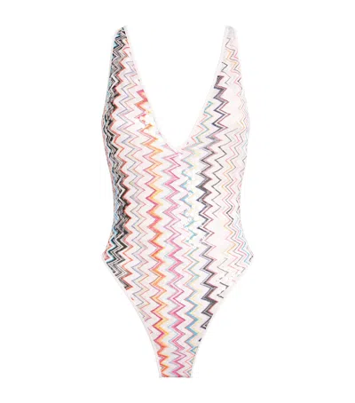 Missoni Zigzag Plunge-neck Swimsuit In Multi