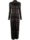 Missoni Zigzag Pollo-collar Cardigan In Sm956 - Multicolor Black-bordeaux-grey-brown