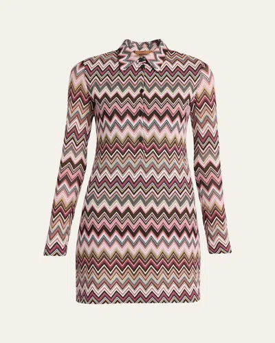 Missoni Chevron Mini Dress In Multi/red