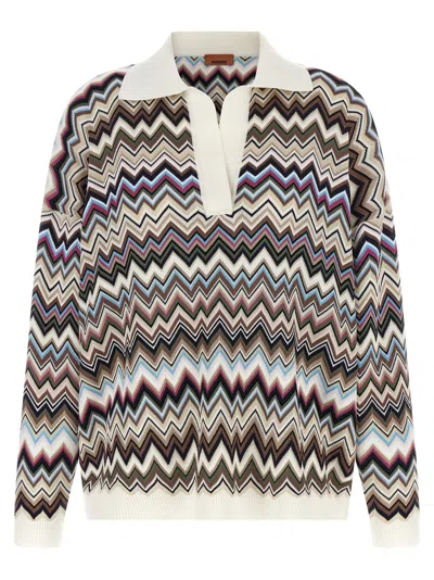 Missoni Zigzag Knit V-neck Long-sleeve Jumper In Multi