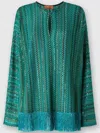 Missoni Zigzag Long-sleeved Blouse With Sequins And Fringes In Grün
