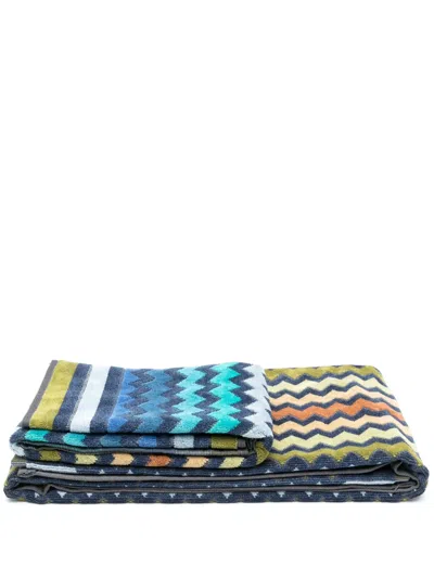 Missoni Zigzag-print Cotton Bath Towels In Blue