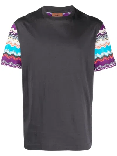 Missoni Zig-zag Print Cottont-shirt In Grey