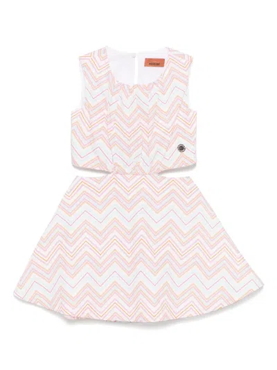Missoni Kids' Zigzag-print Dress In ホワイト
