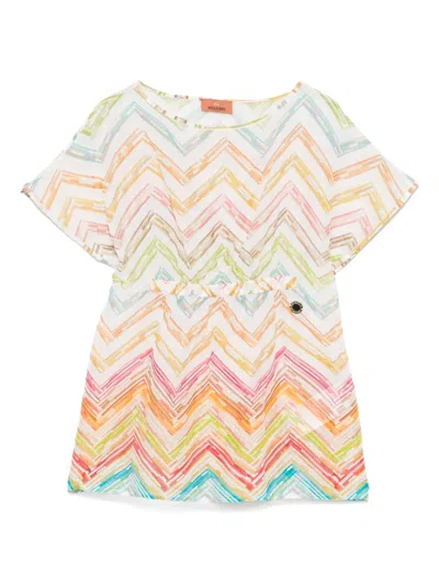 Missoni Kids' Zigzag-print Dress In White