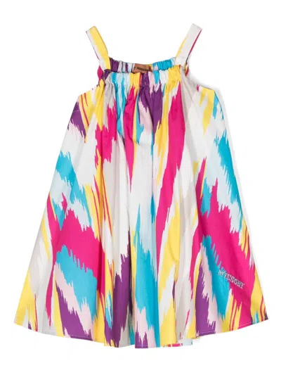 Missoni Kids' Zig Zag Print Cotton Muslin Dress In Multicolor