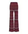 Missoni Chevron Knit Flare Pull-on Trousers In Red