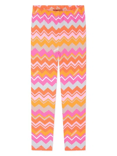 Missoni Kids' Zigzag-print Leggings In Orange