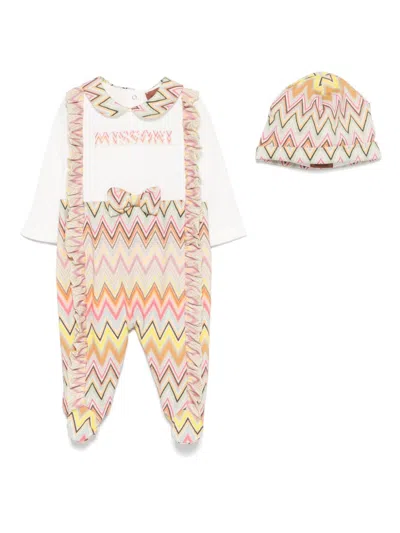 Missoni Babies' Zigzag-print Pajamas In Pink