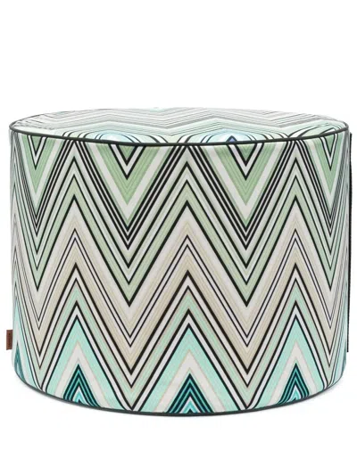 Missoni Zigzag-print Pouf In Green