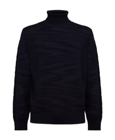 Missoni Zigzag Print Roll-neck Jumper In Black