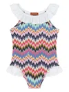 Missoni Zigzag-print Ruffled Swimsuit In Multi