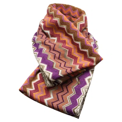 Pre-owned Missoni Zigzag Print Scarf In Multicolor Wool In Brown