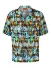 Missoni Viscose Bowling Shirt With Zig Zag Print Brushed Effect In Black
