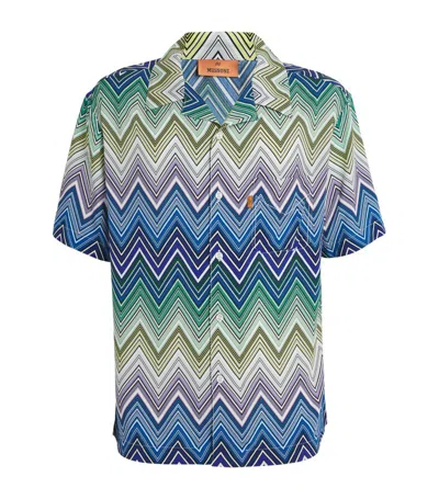 Missoni Zigzag Short-sleeved Shirt In Azure