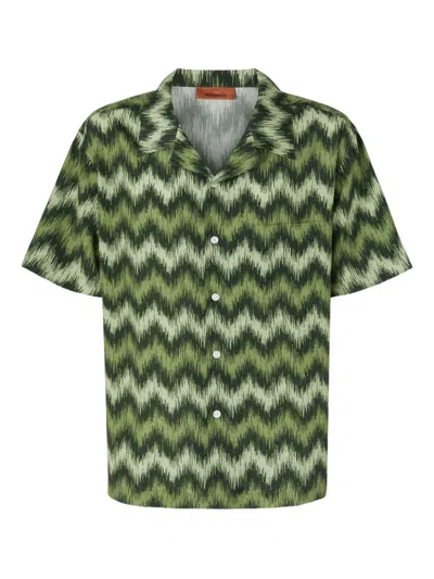 Missoni Camp-collar Printed Jersey Shirt In Green