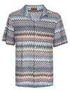 Missoni Zigzag Pattern Short-sleeved Bowling Shirt In Green Beige