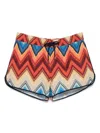 Missoni Swim Shorts With Macro Zigzag Print In 橘色