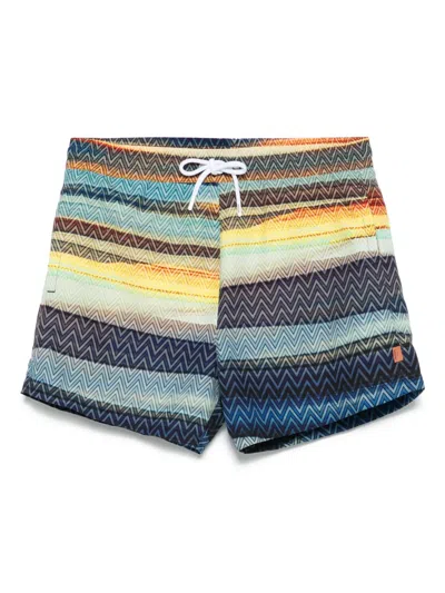 Missoni Badeshorts Mit Zickzackmuster In Blau