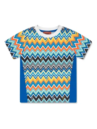 Missoni Kids' Zigzag-print T-shirt In Blue