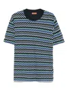 Missoni Chevron Zigzag Crew Neck T-shirt In Blue