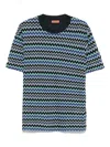 Missoni Chevron Zigzag Crew Neck T-shirt In Blue