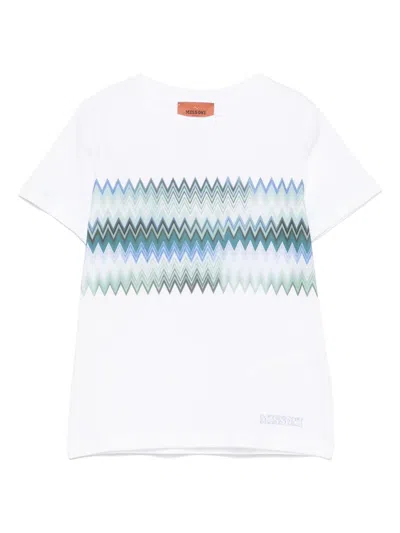 Missoni T-shirt Mit Zickzack-print In Weiss