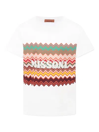 Missoni Kids' Zigzag-print T-shirt In White