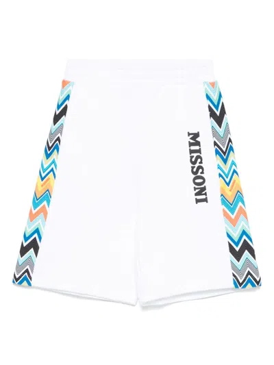 Missoni Kids' Zigzag-print Track Shorts In White
