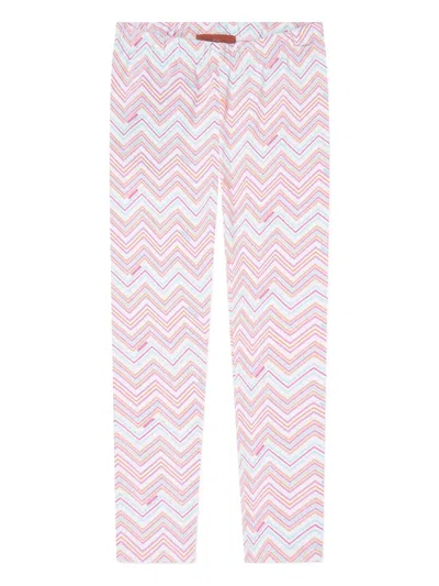 Missoni Kids' Zigzag-print Trousers In White