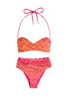 Missoni Zigzag-printed Lamé Bikini In Red