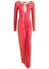 Missoni Womens Cherry Chevron Chevron Ruched Stretch-woven Maxi Dress In Red
