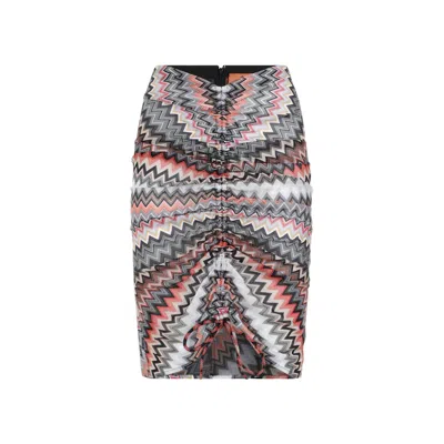 Missoni Zigzag Printed Ruched-detail Midi Skirt In Multicolour