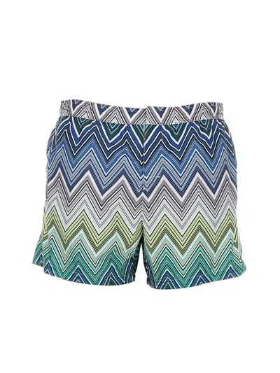 Missoni Zigzag Printed Swim Shorts In Blue