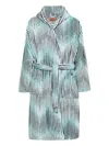 Missoni Arpeggio Bathrobe In Slub Cotton Terry In Blue