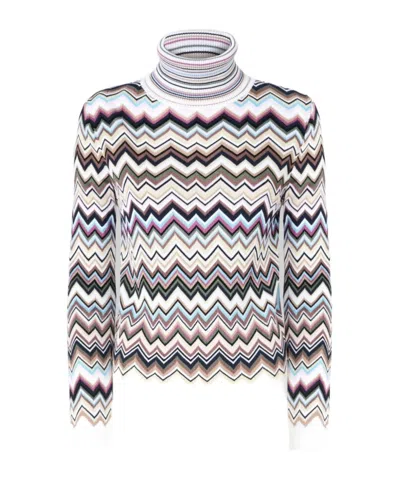 Missoni Zigzag Roll-neck Sweater In Multi
