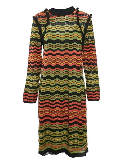 Pre-owned Missoni Zigzag Ruffled Dress In Orange