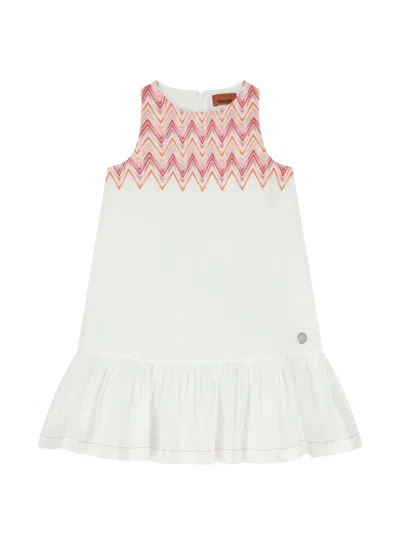 Missoni Kids' Zig-zag Ruffled Dress In White