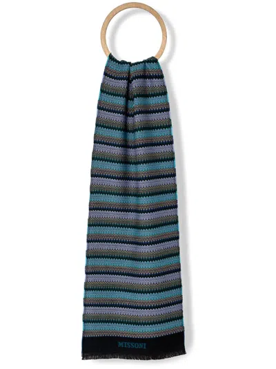 Missoni Zigzag Scarf In Blue