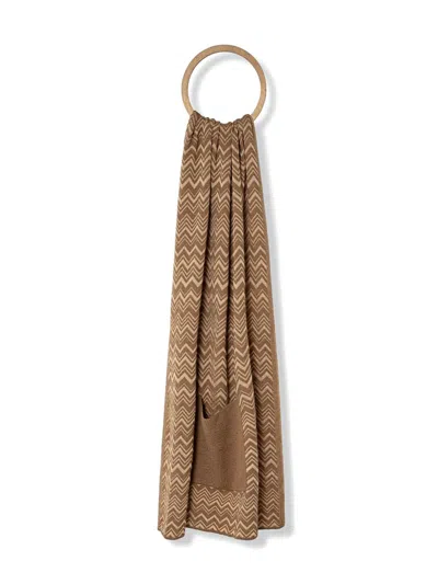 Missoni Zigzag Scarf In Brown