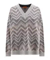 Missoni Women Oversized Sweater With Zig Zag Pattern In Gray